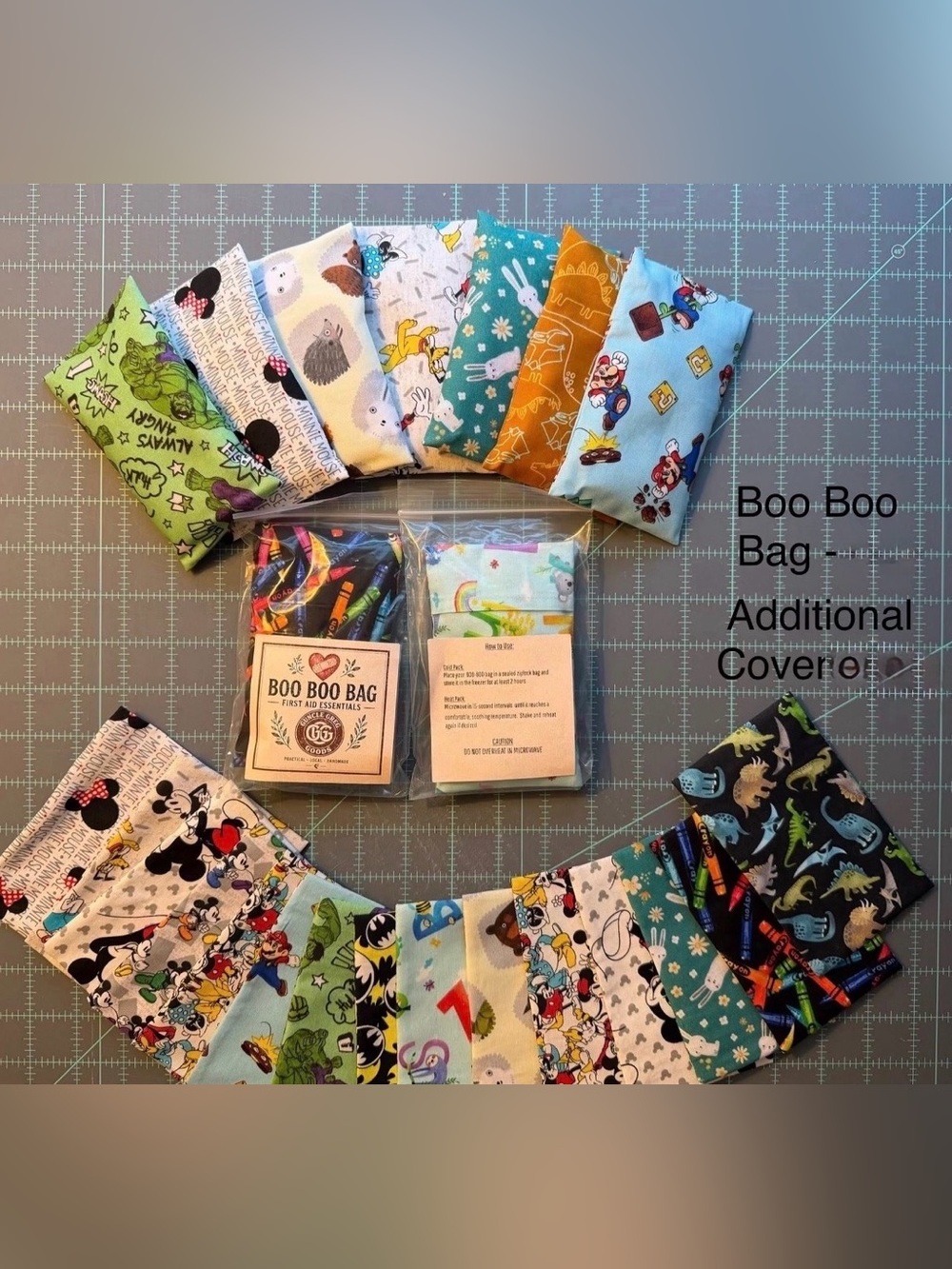 Replacement Covers- Hand Crafted Ice/Hot Ouchie  — Multiple patterns. Size 3 x 5